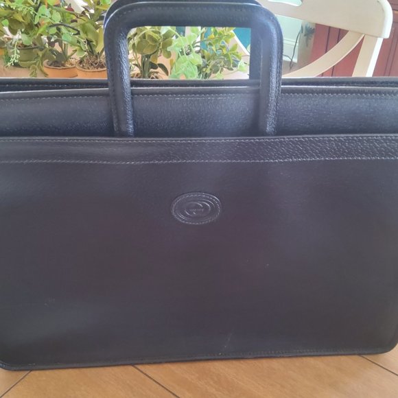 GUCCI Vintage Black Leather Briefcase Laptop case with Shoulder Strap - Picture 1 of 12